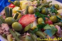 Salade de pommes de terre, haricots verts et thon